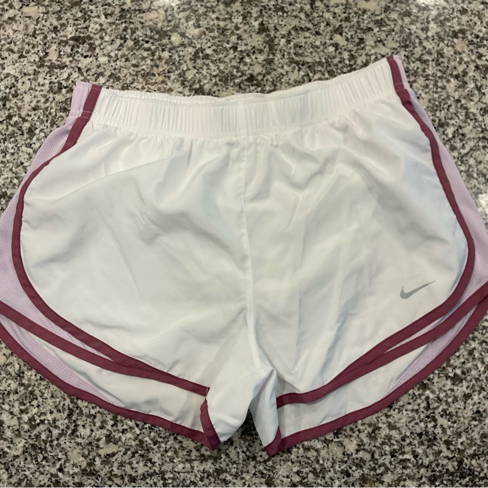 Nike Women's White and Purple Athletic Shorts